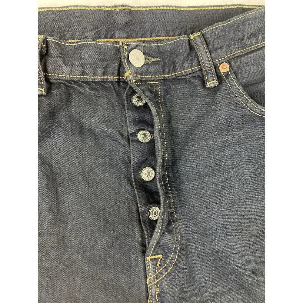 Levi's 501 Button Fly‎ Denim Jeans Mens Blue Dark Wash 36x34 (35x33 Measured)